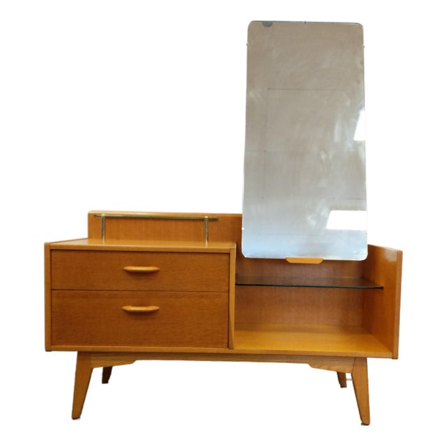 Vintage Mid Century Modern Oak Vanity / Dressing Table by G Plan For Sale