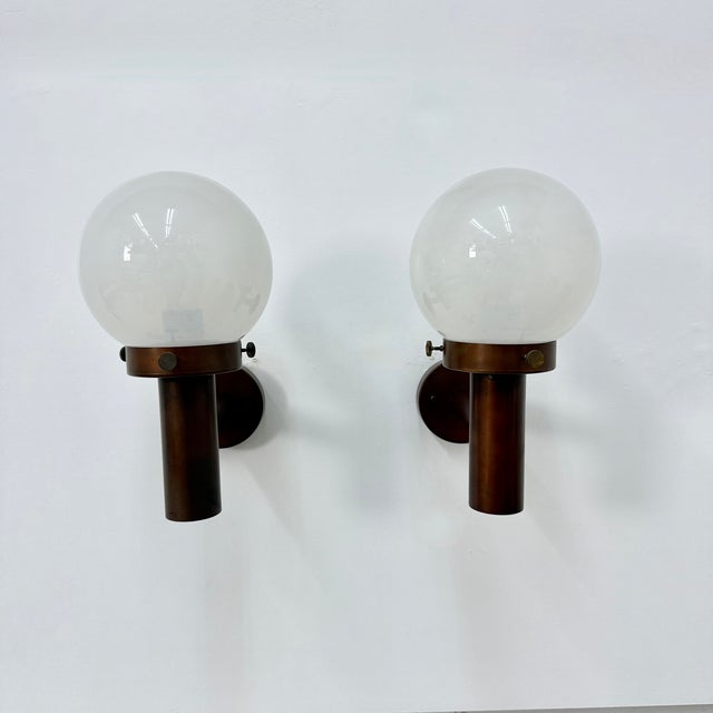 Mid-Century Modern Glass Globe Wall LSconces by Lisa Pape, Sweden, 1970s, Set of 2 For Sale - Image 3 of 18