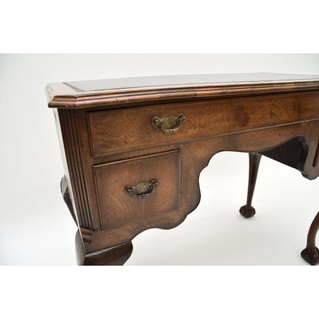Figured Walnut and Leather Top Desk, 1900s For Sale - Image 9 of 11