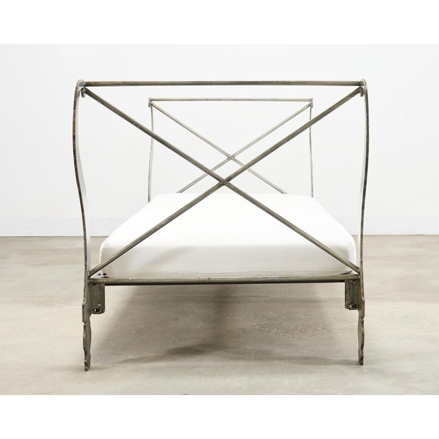 Metal French Neoclassical Directoire Style Iron Sleigh-Form Daybed For Sale - Image 7 of 18