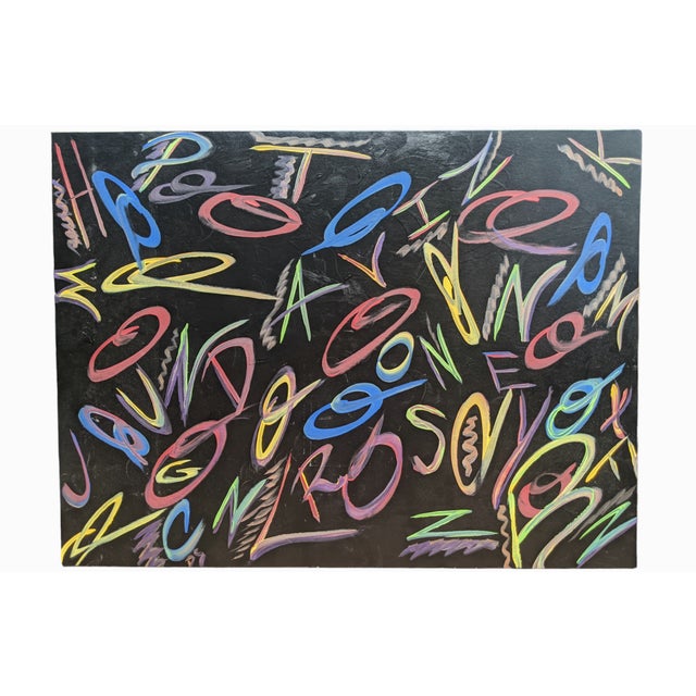 Original Abstract Multicolor Grafitti Style Painting on a Black Canvas ( This Painting reminds me of a Dan Flashes shirt a...