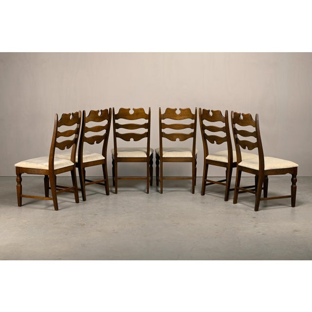 Mid-Century Modern Vintage Razorblade Dining Chairs by Henning Kjærnulf, Denmark, 1960s, Set of 6 For Sale - Image 3 of 18