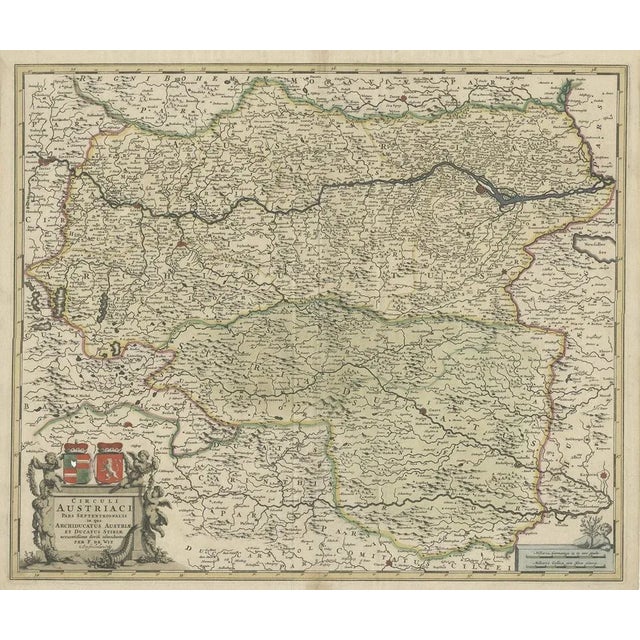 Antique Map of Austria Centered Around the Danube from Passau to Vienna,1690 For Sale - Image 5 of 5