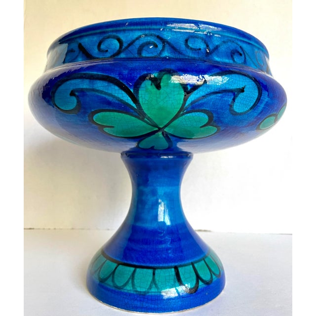 Vintage Italian Ceramic Glazed Pedestal Bowl For Sale In Los Angeles - Image 6 of 13