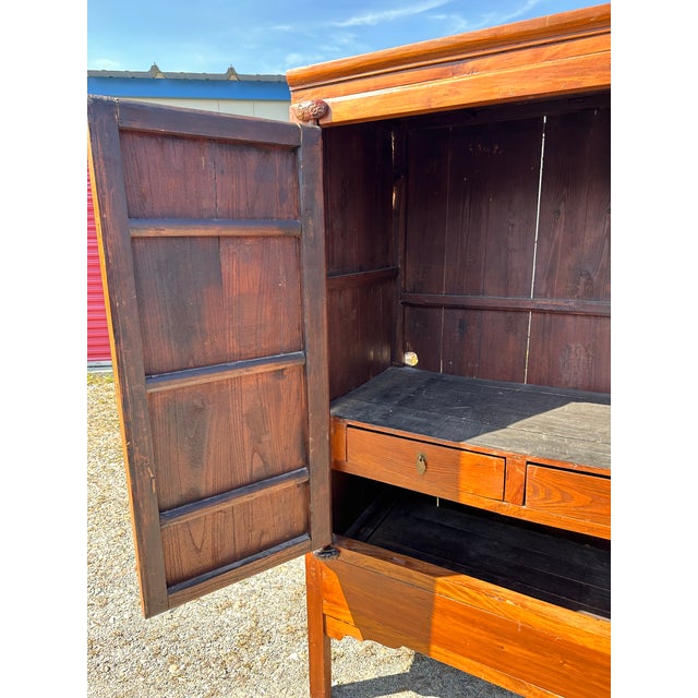 19th Century Antique Chinese Lacquered Ming Style Wedding Cabinet For Sale - Image 10 of 13