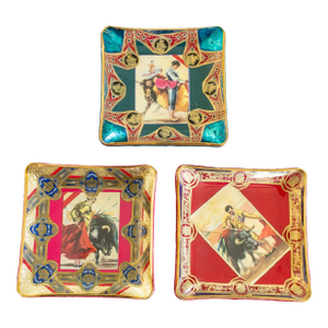Folk Art Tobacciana Catchalls Matador and Cigar Band Decoupage