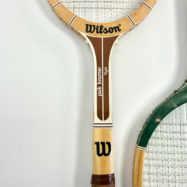 Vintage Americana Boho Chic Wood Wilson Tennis Rackets - Set of 3. For Sale - Image 4 of 9