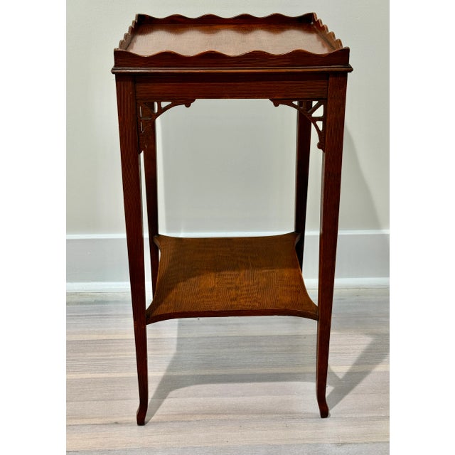 Wood 19th C. Art Nouveau Fretwork Detail Accent Table For Sale - Image 7 of 10