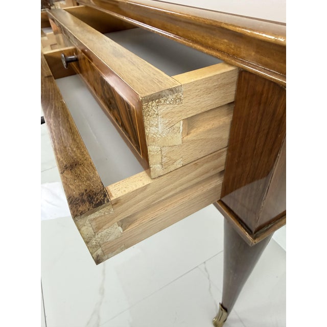 1950s Vintage Italian Bedside Tables with Pink Glass Top and Brass Feet, 1950s, Set of 2 For Sale - Image 5 of 18