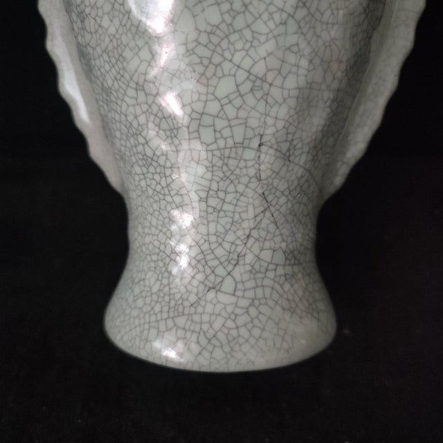 Chinese Ceramic Vase,Guan Ware Celadon Glaze Porcelain Vase HandCarved Fish Pattern For Sale In Seattle - Image 6 of 10