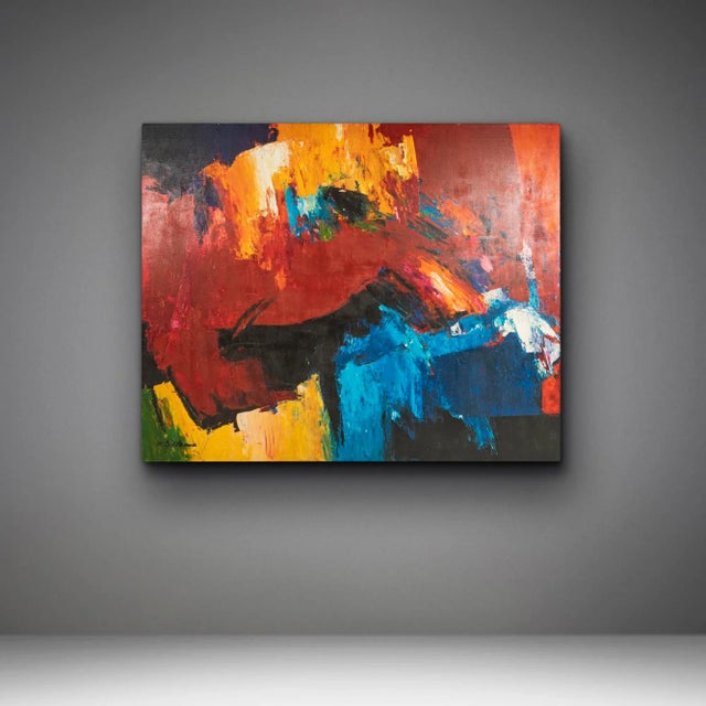 Circa 1980s "Vishaya" Abstract Oil on Canvas Painting Print by Mimi Schillemans 1/99 For Sale In Orlando - Image 6 of 7