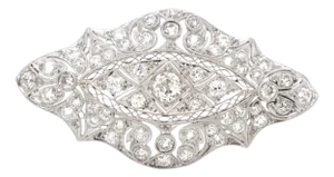 Antique Art Deco Filigree Platinum & Diamond Brooch