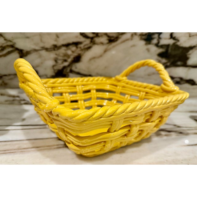 Farmhouse Pottery Yellow Basket For Sale - Image 3 of 6