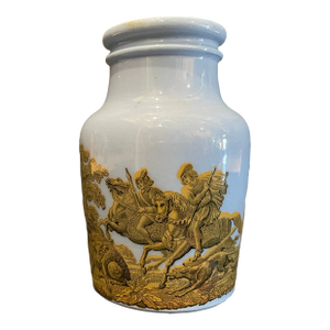 1850s Prattware Transferware Blue Pottery Jar