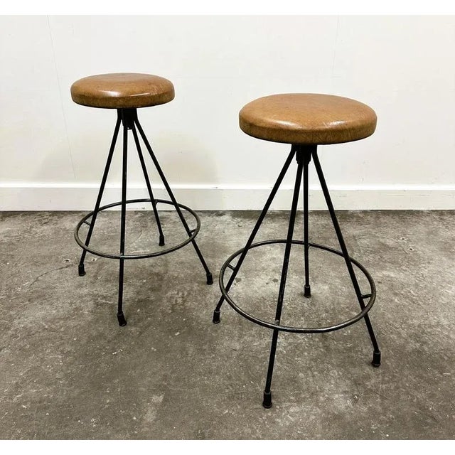 Vintage French Industrial Metal Frame Bar Stools, 1970s, Set of 2 For Sale - Image 13 of 13