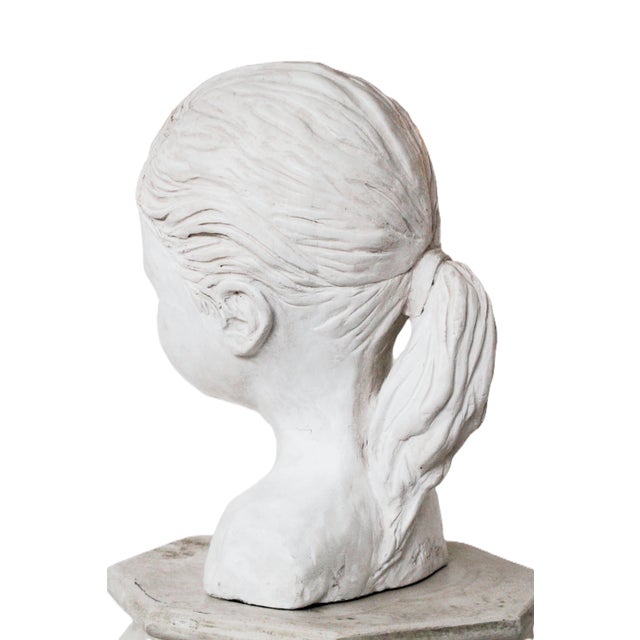 Contemporary Signed Bust Plaster Sculpture of a Young Girl For Sale - Image 3 of 6