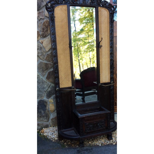 Late Victorian Carved and Caned Hall Tree Chairish