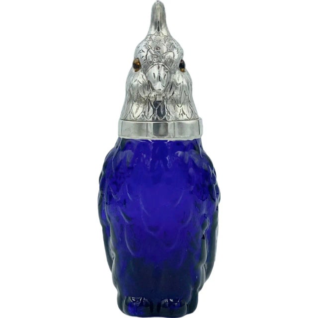 Vintage Novelty Cobalt Blue Cockatoo Bird Claret Jug Decanter Birdcage Cocktail Set- 10 Pieces For Sale In Washington DC - Image 6 of 13