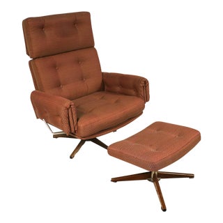 Mid Century Lounge Chair and Ottoman For Sale