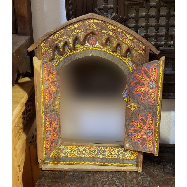 1980s Moroccan Zouak Repurposed Wooden Frame Mirror For Sale - Image 5 of 7
