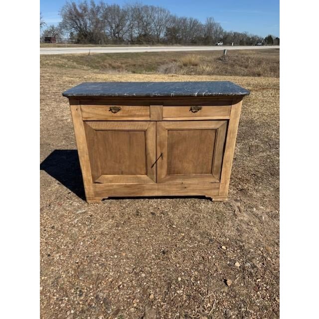 19th Century French Louis Philippe Walnut Bleached Marble Top Sideboard / Buffet. For Sale - Image 13 of 18
