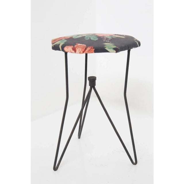 Black Set of Vintage Metal and Fabric Floral Stools attributed to Gio Ponti for Rima, 1950s For Sale - Image 8 of 10