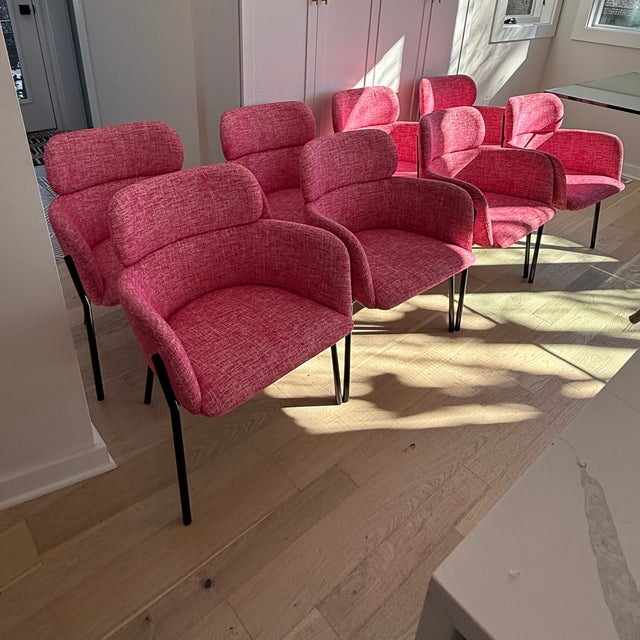 Textile Set of 8 Cb2 Chairs With Upgraded Fabric For Sale - Image 7 of 15