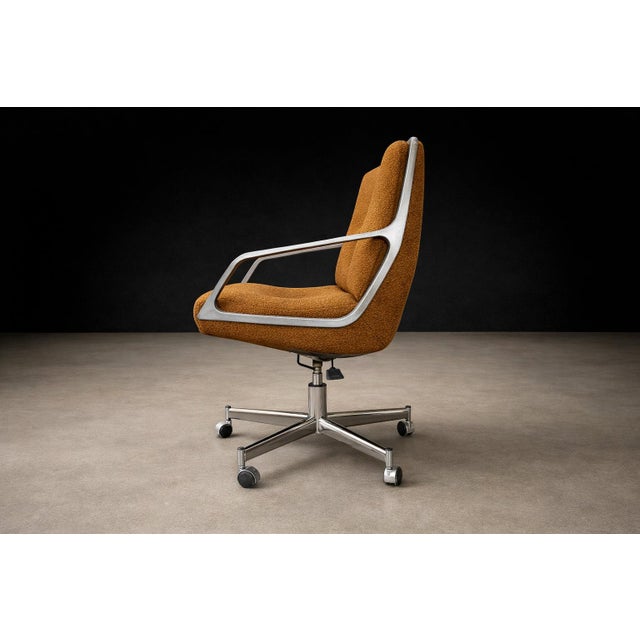 “Low Commander” Swivel Armchair by Jorge Zalszupin, Bronze Chenille and Aluminum, Brazil, 1973 – Lot 805 For Sale - Image 12 of 15