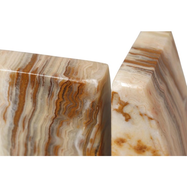 Late 20th Century Wedge Onyx Bookends, a Pair For Sale - Image 5 of 6