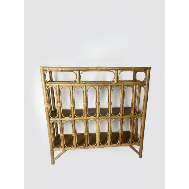 Tan Vintage Bamboo Wicker Display Shelves, 1970 For Sale - Image 8 of 13