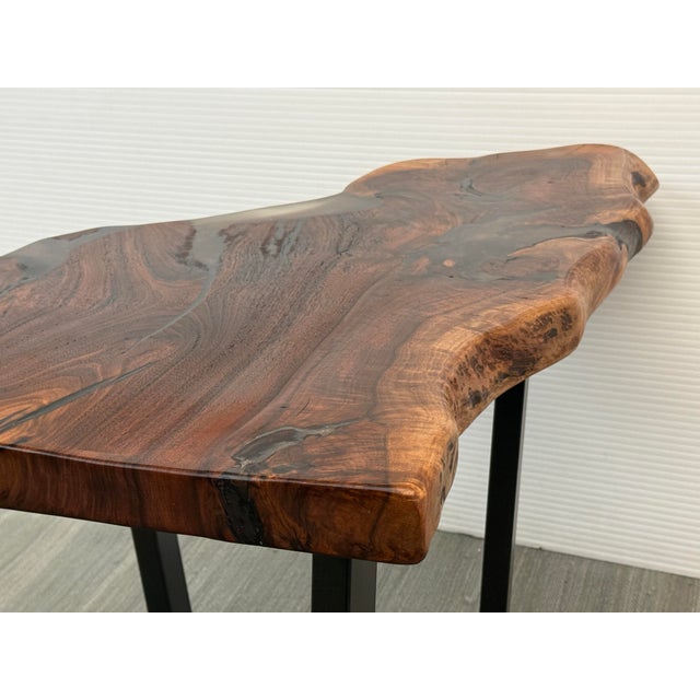 Walnut Live Edge Wood Slab Side Table For Sale - Image 11 of 12