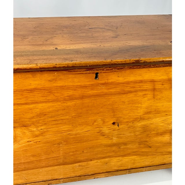 Antique Hand-Dovetailed Pine Storage Trunk / Blanket Chest on Turned Legs For Sale - Image 12 of 15