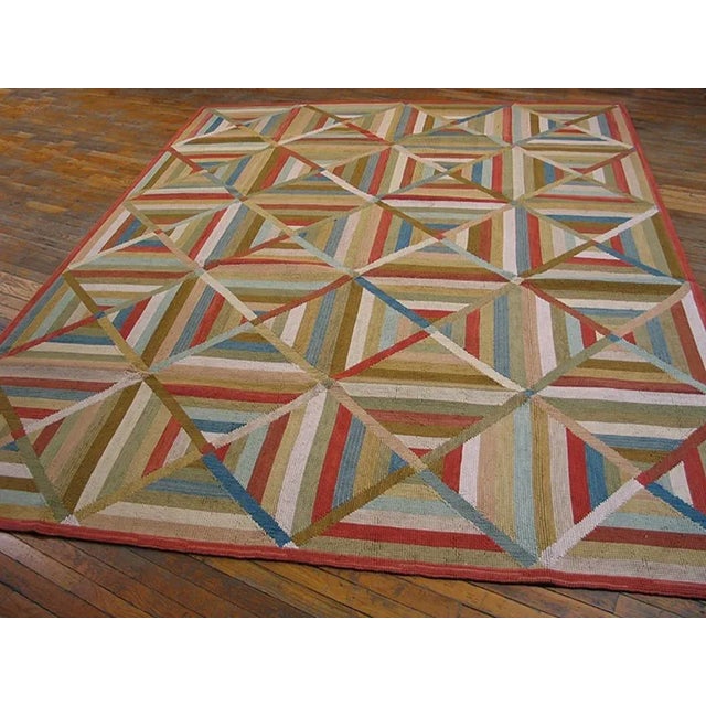 American hook rug 10'0" x 14'0". Wool. Hand-woven.