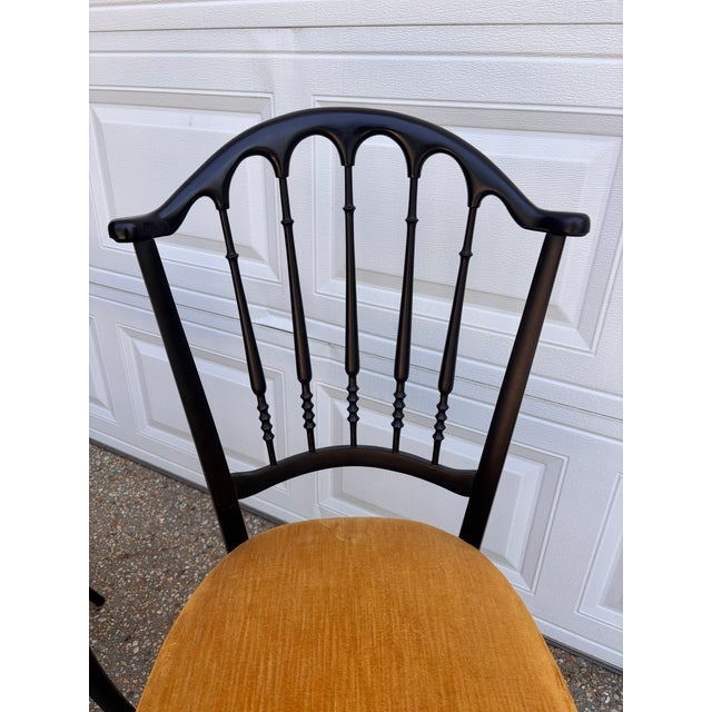 1950s Vintage Mid Twentieth Century 1950’s Black Italian Chiavari Chairs, a Pair For Sale - Image 5 of 10
