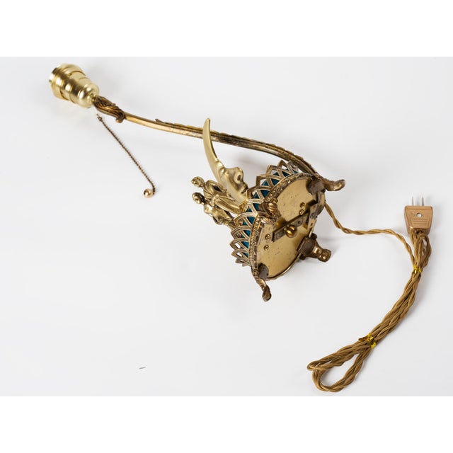 1960s Brass Table Lamp With Wedding Couple For Sale - Image 6 of 7