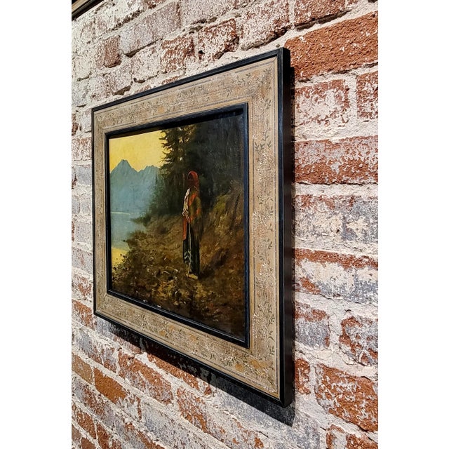 Brown P. O. Mueller- Native American Woman in the Northwest Territory -Oil Painting C.1890s For Sale - Image 8 of 9