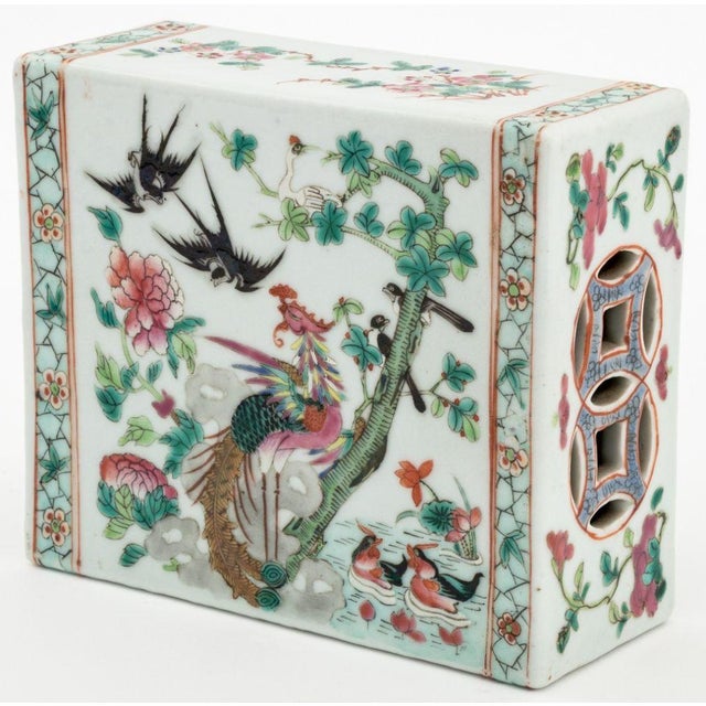 Chinese Chinese Famille Rose Porcelain Pillow For Sale - Image 3 of 6