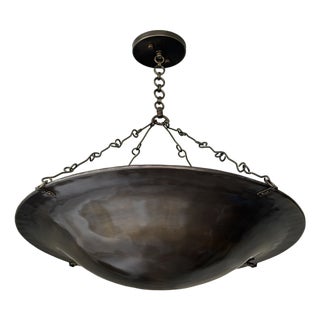 Art Deco Handmade Brass Bowl Chandelier, 4 Light Hanging Ceiling Fixture, Antique Finish Brass Lamp For Sale