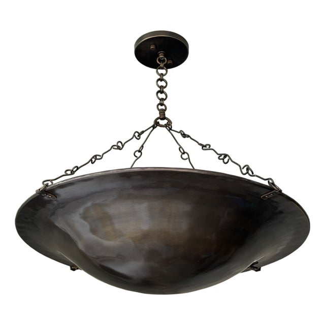 Art Deco Handmade Brass Bowl Chandelier, 4 Light Hanging Ceiling Fixture, Antique Finish Brass Lamp For Sale