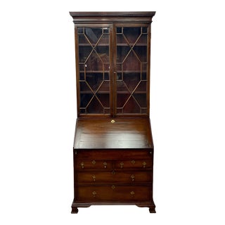 Antique Chippendale Style Mahogany Secretary Desk For Sale