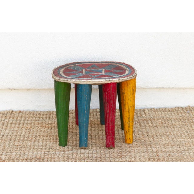 African Bold & Colorful African Nupe Oval Table For Sale - Image 3 of 8
