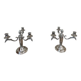 Silver-Plated Candlesticks, 1950, Set of 2 For Sale