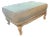 Late 20th Century Large Louis XV Style French Provincial Carved Ottoman, Cream Painted Cabriole Frame, Neutral Woven Basketweave Upholstery For Sale