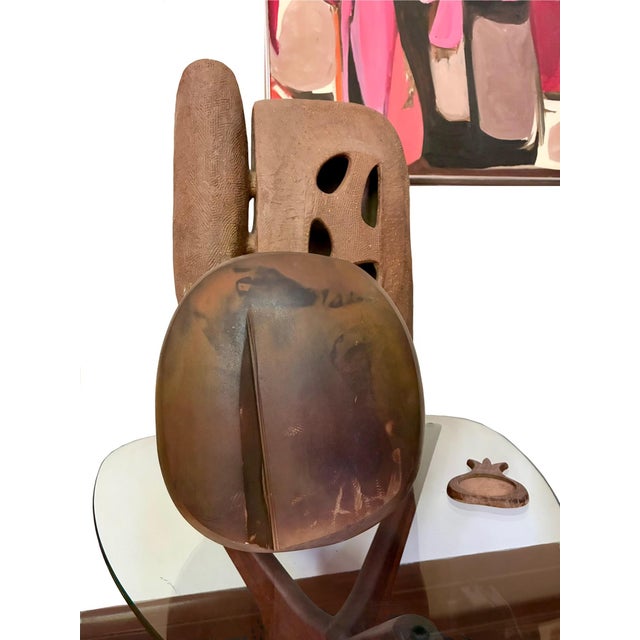 Ceramic Signed Limited Edition Tony Evans Raku Brown Art Studio Pottery Vase / 1980s Monumental Ceramic Decorative Vessel For Sale - Image 7 of 15
