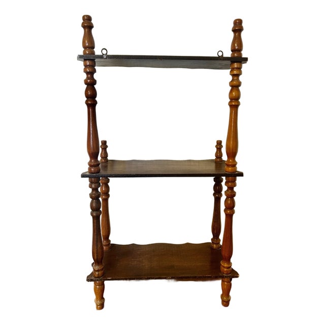 Vintage Wood Etagere Tiered Display Book Shelf For Sale