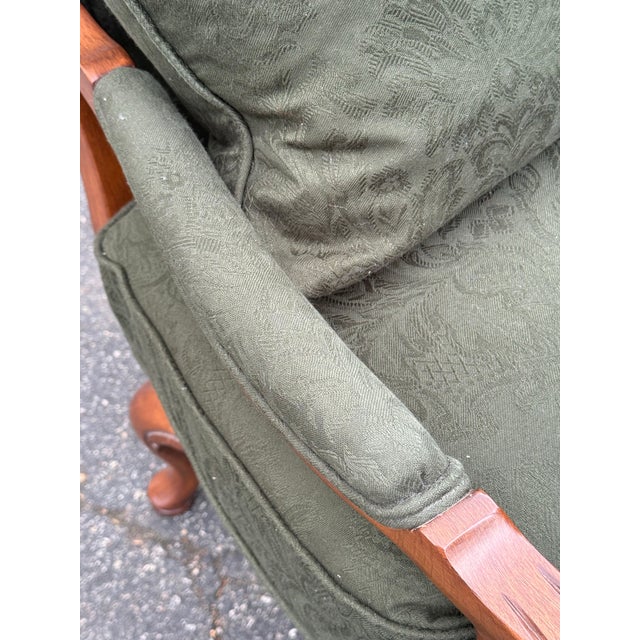 Green Brandywine Custom Calico Corner Upholstered Bergere Chair With Lattice Back For Sale - Image 8 of 10