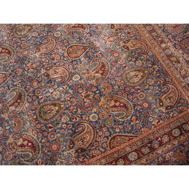 Traditional Excellent Antique Persian Dabir Kashan Rug With Navy Background With Allover-Floral Design For Sale - Image 3 of 5