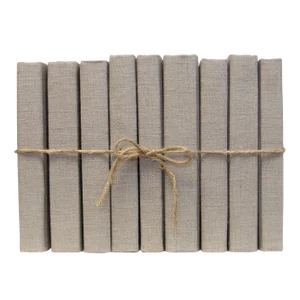 Decorative Books - Khaki Linen Wrapped Book Bundle - 1 Foot of Tan Books