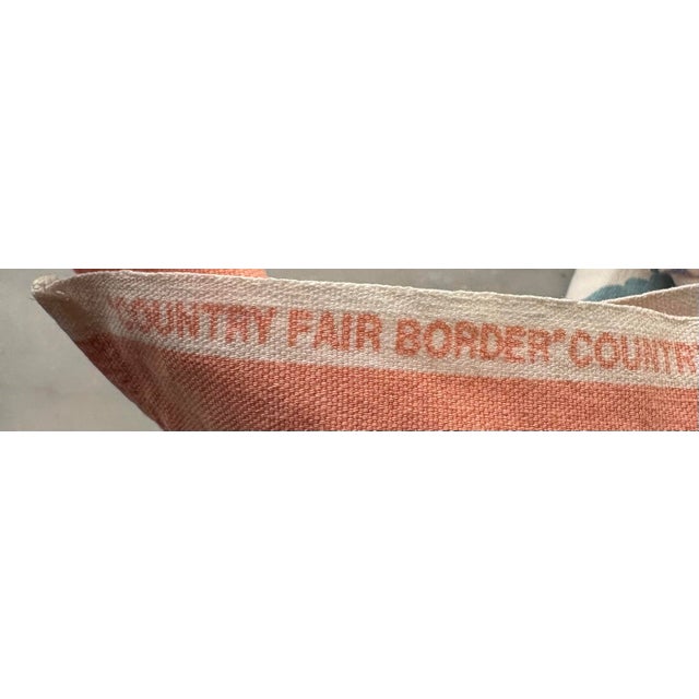 Shabby Chic Vintage Country Fair Border Print Fabric Peachy Pink/ Blue For Sale - Image 3 of 9