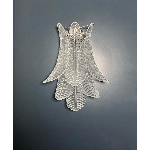 Vintage Murano Trasparent Felci Wall Sconces, 1990s, Set of 2 For Sale - Image 4 of 17